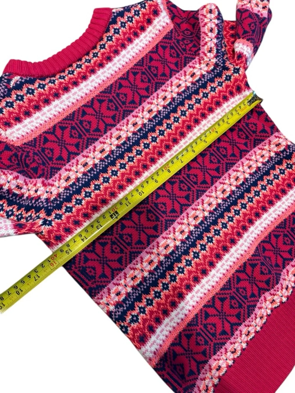 J. Crew pink multicolor fair isle sweater xs